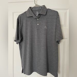 Men's Grey Striped Rhoback Polo, Medium